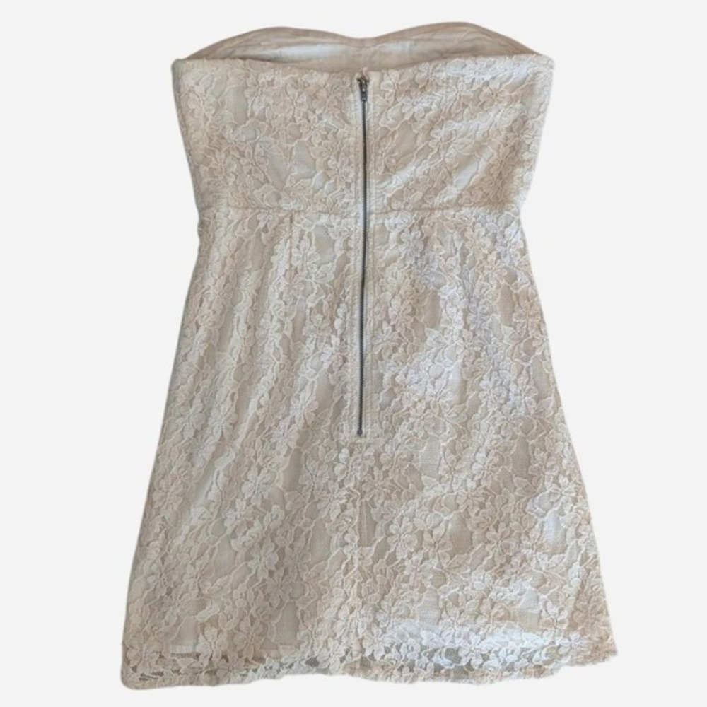 Free People I Heart Lace Strapless Mini Dress Ivory Size 4 - Picture 4 of 10